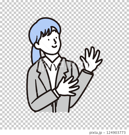 女商人微笑慶祝的簡單插畫素材 124903773