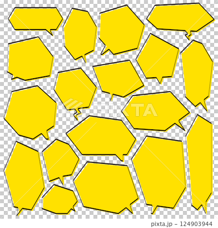 Eye-catching angular speech bubble set, yellow Eye-catching angular speech bubble set, yellow 124903944