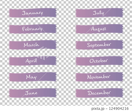 用英文寫成的月份絲帶框架 124904216
