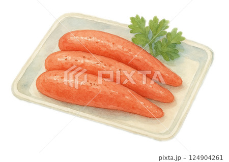 明太子のイラスト・水彩風・食品パック・おかず素材(手描き風) 明太子のイラスト・水彩風・食品パック・おかず素材(手描き風) 124904261