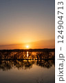 霞ヶ浦に沈む夕日（縦） 124904713