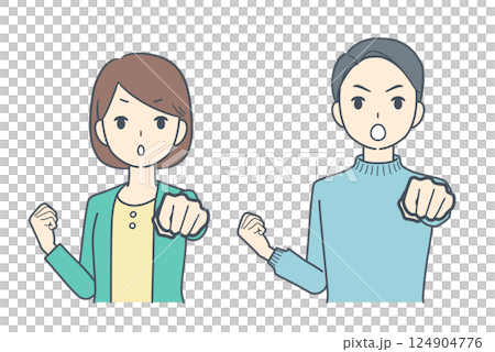 Man and woman raising their fists 124904776
