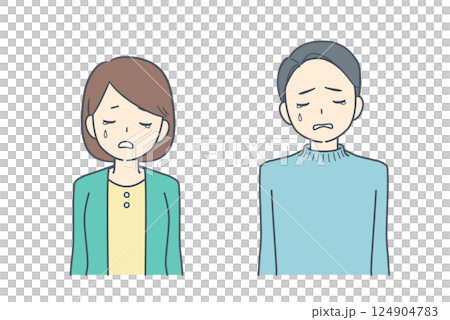 Sad man and woman looking down 124904783