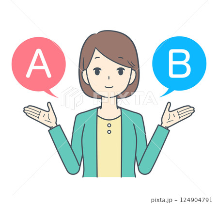 AとBの選択肢を選ぶ女性 124904791