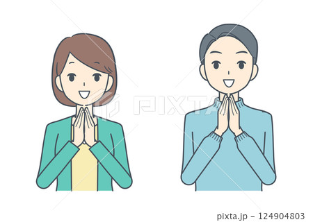 手を合わせる男性と女性 手を合わせる男性と女性 124904803