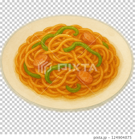 懐かしのナポリタンの水彩風イラスト 124904875