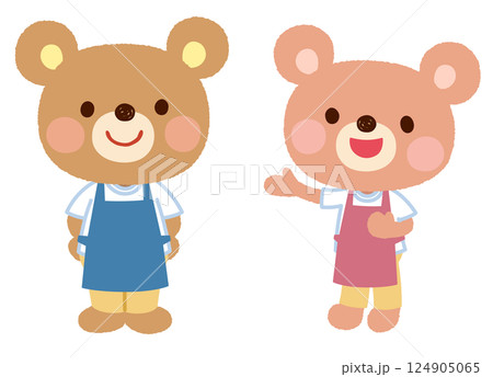 かわいいクマのキャラクター　エプロン　スタッフ　店員 124905065