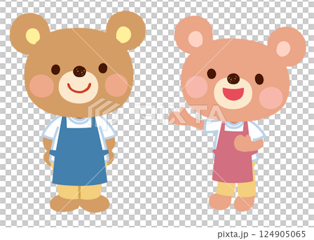 かわいいクマのキャラクター　エプロン　スタッフ　店員 124905065