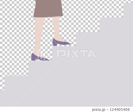 Illustration of a young woman climbing the stairs Illustration of a young woman climbing the stairs 124905408