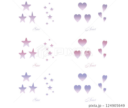 グラデーションの星とハートのイラストセット グラデーションの星とハートのイラストセット 124905649