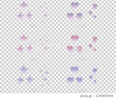 グラデーションの星とハートのイラストセット グラデーションの星とハートのイラストセット 124905649
