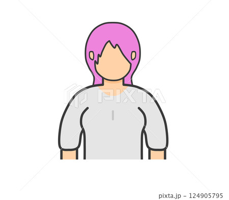 ピンクの髪の女性 124905795