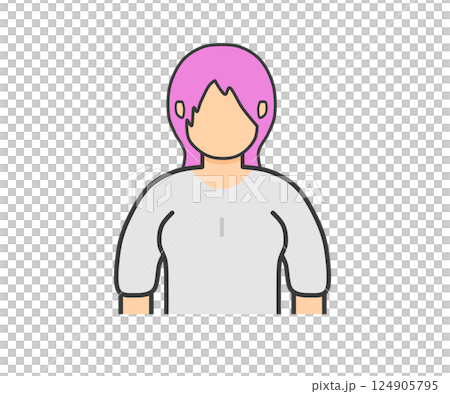 ピンクの髪の女性 124905795