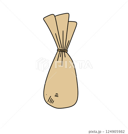 A brown bag with a rope tied to it 124905982