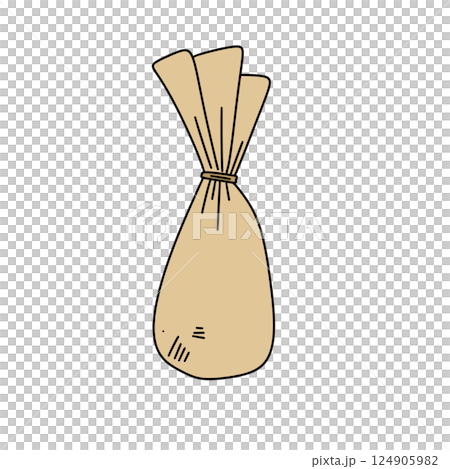 A brown bag with a rope tied to it 124905982