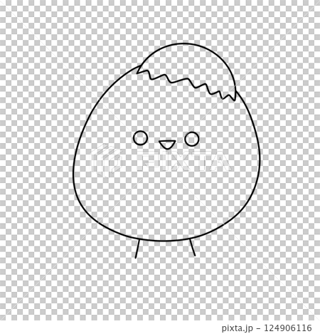 A cartoon of a chicken with an egg on its head A cartoon of a chicken with an egg on its head 124906116