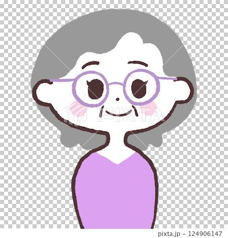 Front view smiling senior woman with glasses illustration 124906147