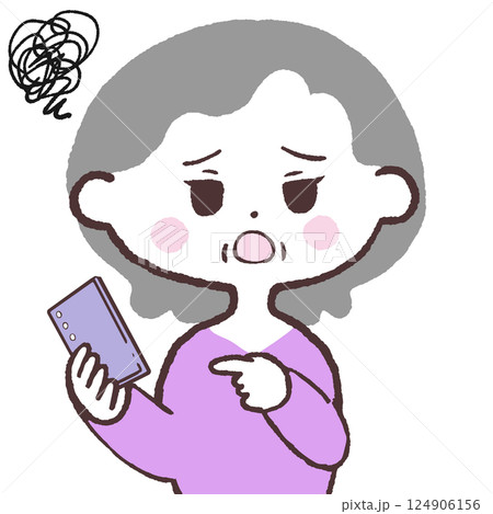 連絡してって言ったでしょうのシニア女性イラスト 124906156