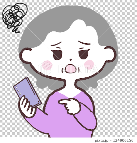 連絡してって言ったでしょうのシニア女性イラスト 124906156