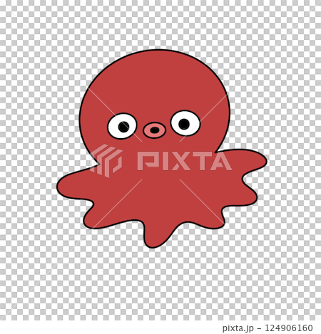 A red octopus with a black mouth and eyes 124906160