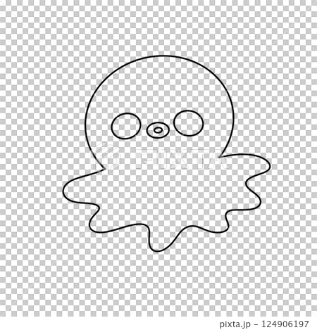 A white octopus with a black mouth and eyes 124906197