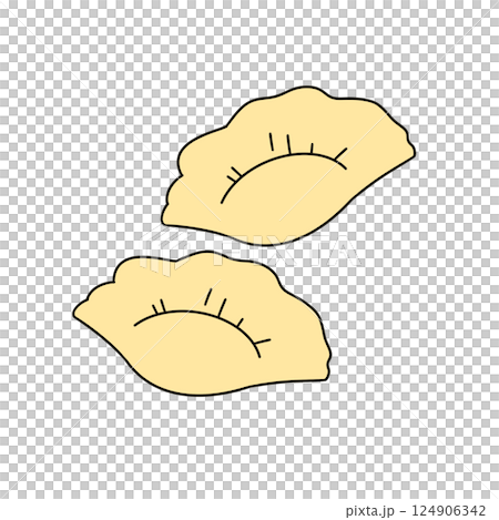 Two yellow dumplings with a white background 124906342