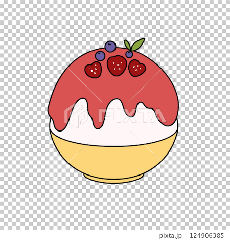 A cartoon drawing of a bowl of ice cream with strawberries A cartoon drawing of a bowl of ice cream with strawberries 124906385