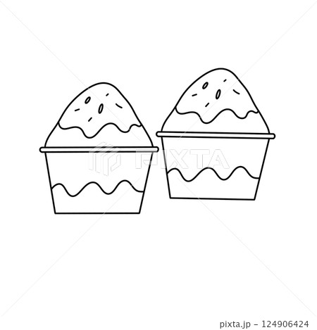 Two cupcakes with icing on top 124906424