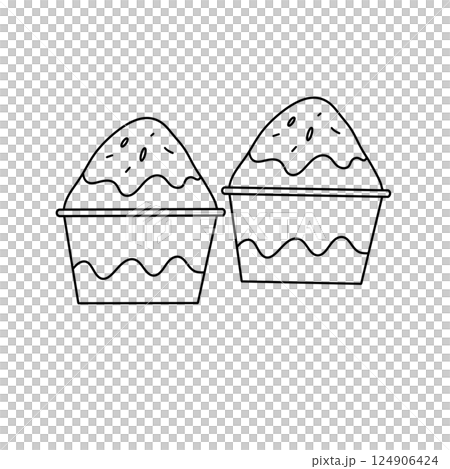 Two cupcakes with icing on top 124906424
