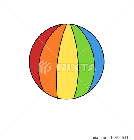 A colorful ball with rainbow stripes 124906449