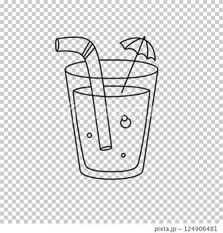 A glass of juice with a straw and umbrella on top A glass of juice with a straw and umbrella on top 124906481