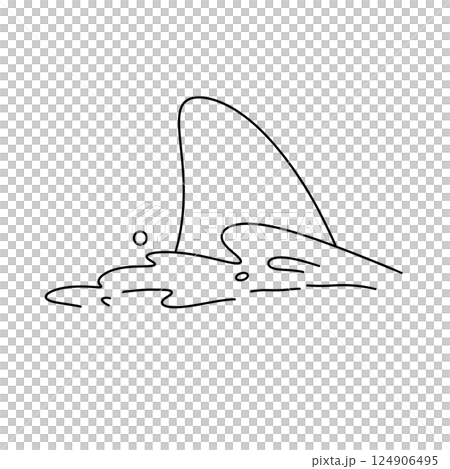 A shark's fin is drawn in black on a white background 124906495