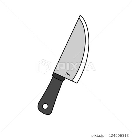 A cartoon knife with a black handle and a silver blade 124906518