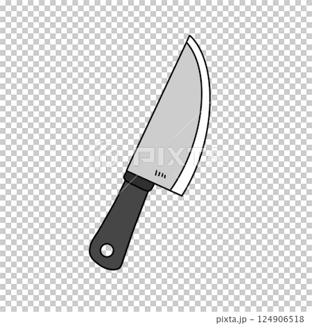 A cartoon knife with a black handle and a silver blade 124906518