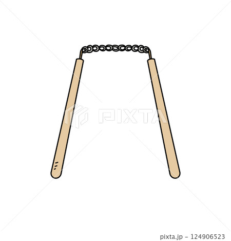 A wooden stick with a chain attached to it 124906523