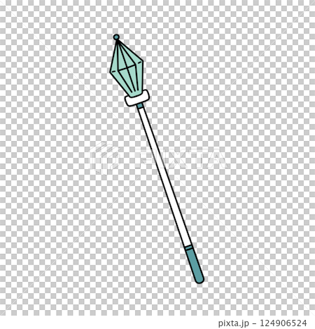 A blue and white stick with a diamond shaped top 124906524