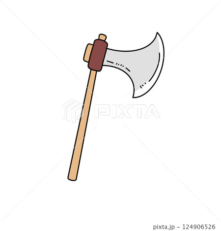 A wooden handle with a metal head 124906526