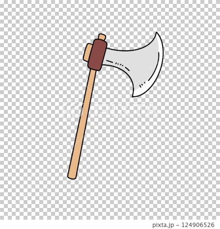 A wooden handle with a metal head 124906526