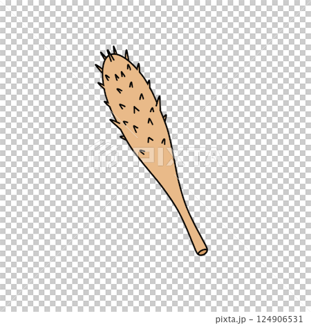 A cartoonish drawing of a stick with a bunch of spikes on it A cartoonish drawing of a stick with a bunch of spikes on it 124906531
