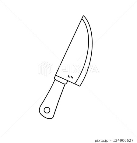 A knife is drawn in black and white 124906627