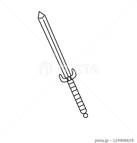 A sword is drawn in black and white A sword is drawn in black and white 124906629