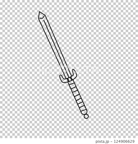 A sword is drawn in black and white A sword is drawn in black and white 124906629