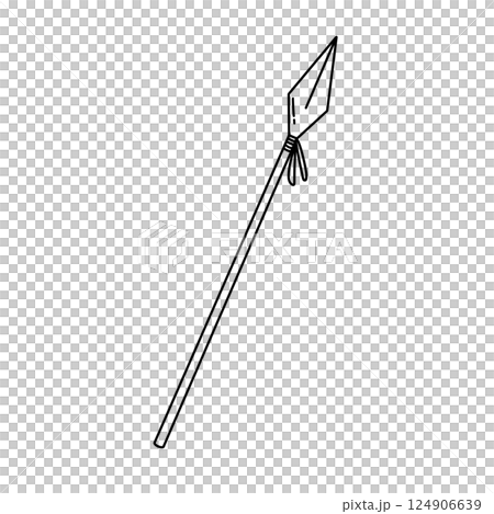 A stick with a pointy end is drawn in black A stick with a pointy end is drawn in black 124906639