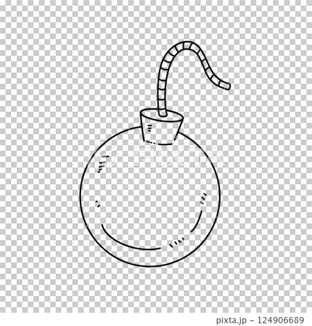 A bomb is shown in a black and white drawing A bomb is shown in a black and white drawing 124906689