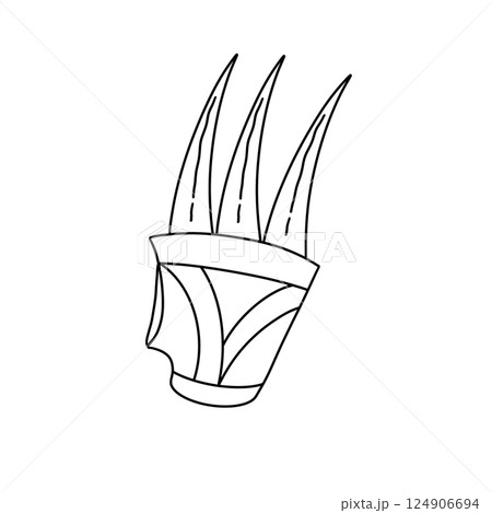 A drawing of a clawed hand with a black background 124906694