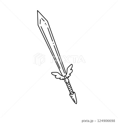 A sword with wings on the end of it 124906698