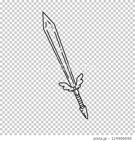 A sword with wings on the end of it 124906698