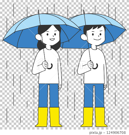 Couple holding an umbrella in the rain 124906708