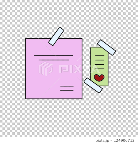A pink piece of paper with a heart on it A pink piece of paper with a heart on it 124906712