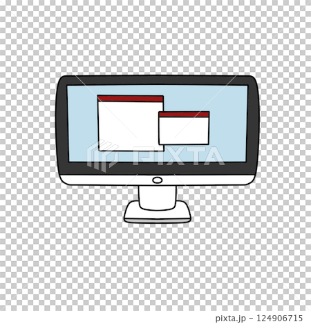 A computer monitor with a blue background and two windows on it A computer monitor with a blue background and two windows on it 124906715